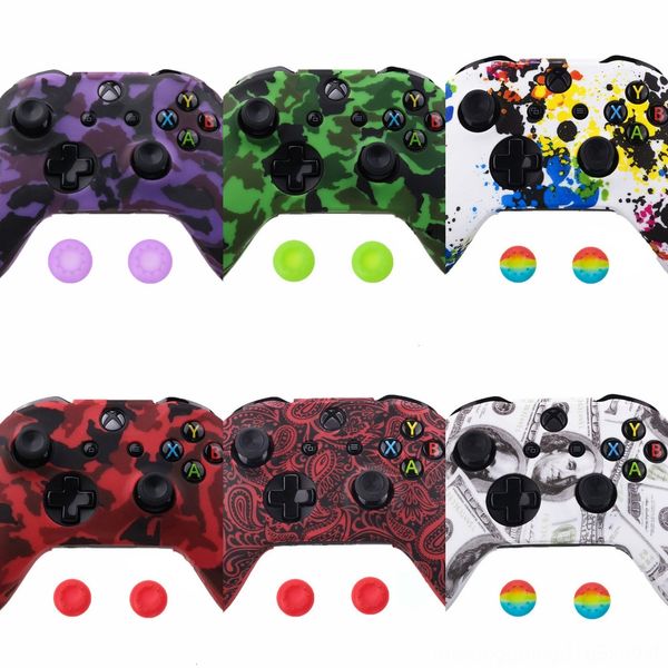 

mkbbm new 18 colors for xbox one controller silicone one case + analog thumb stick grip cap for x box x 1 skin s joystick