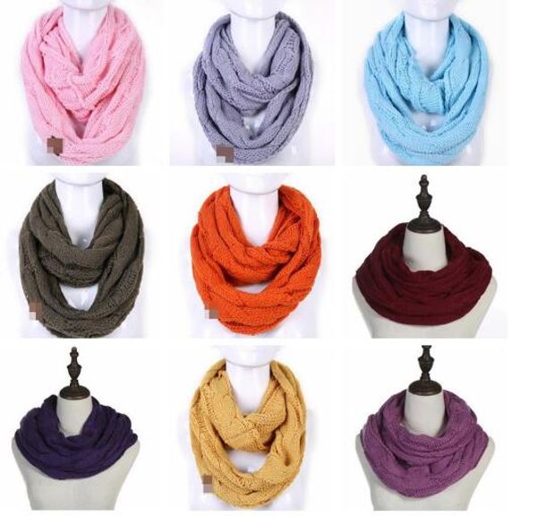 Collo invernale in lana Colletto avvolgente Etichetta Infinity Sciarpe Cerchio Sciarpa ad anello Moda Scialle solido Sciarpa snood in maglia Anello rotondo Pashmina A6450