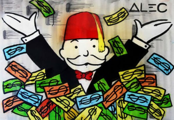 

alec monopoly graffiti art wall decor money fez home decor handpainted &hd print oil painting on canvas wall art canvas pictures 1073