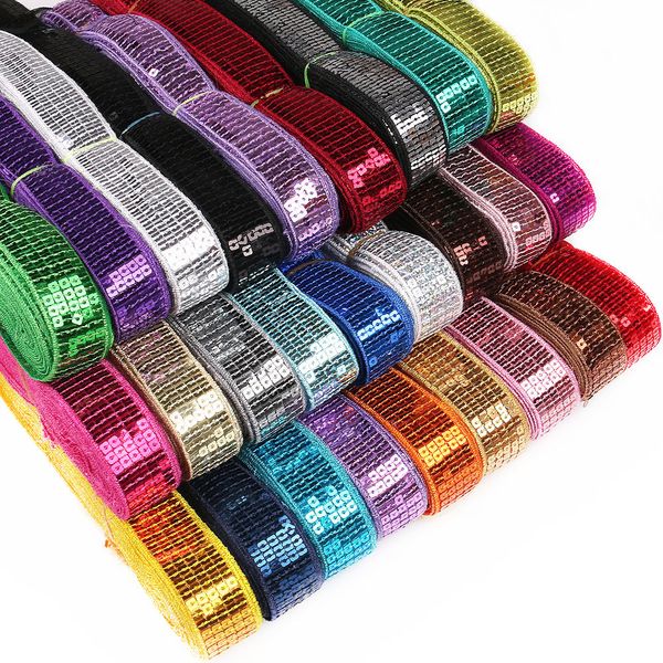 

5 yards/lot spangle sequin beading ribbon diy lace trim for hand craft garments head dress decoration, Pink;blue