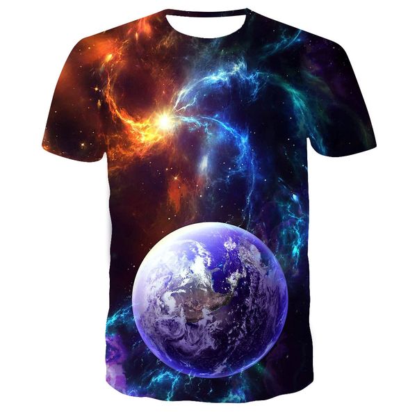 Футболка летняя стильная мужская футболка с 3D принтом Звезда Галактики Вселенная с космическим принтом одежда для мужчин топ с короткими рукавами футболка S6XL