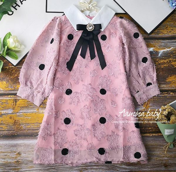 

dot embroidery long sleeve princess baby girl dress new summer party kid dress for girl wholesale children child clothes, Red;yellow