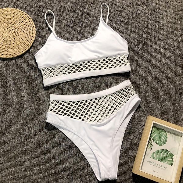 

white mesh bikini high waisted push up swimsuit sport swimwear biquini brazilian padded swimming suit women mesh swimsuit, White;black