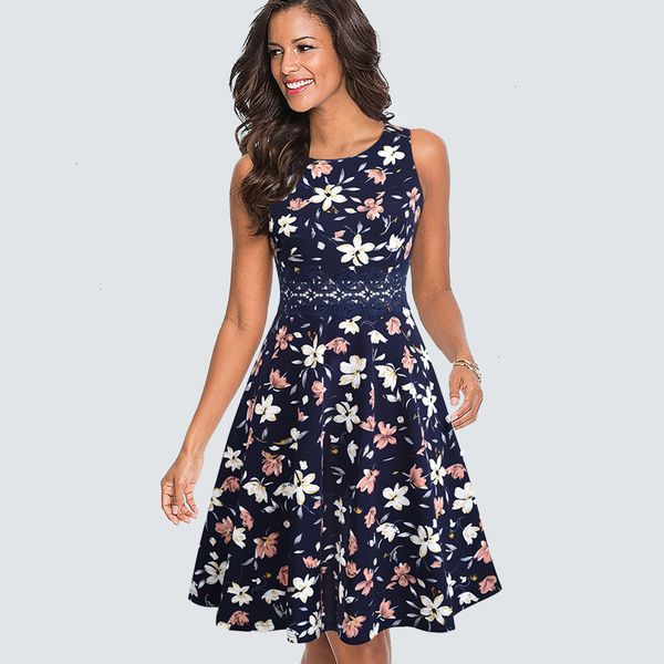 

vintage round casual women neck a line solid dress elegant flower lace patchwork sleeveless tunic party swing dress ha079, Black;gray