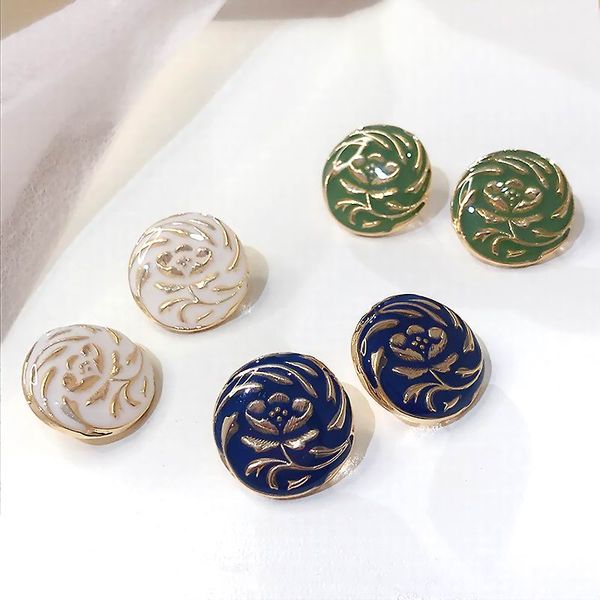 

старинные цветочные печатные круглые серьги кнопки личность новые ювелирные изделия темперамент подарки, Golden;silver