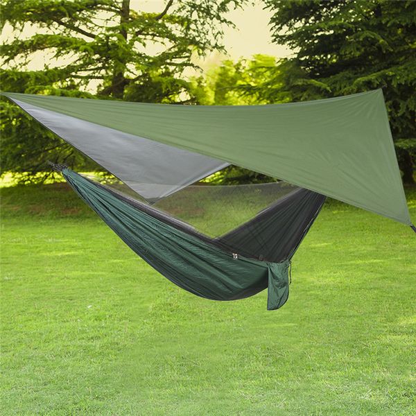 

2 in 1 camping tent hammock set outdoor waterproof portable canopy anti-uv sun protection tarp shelter awnings
