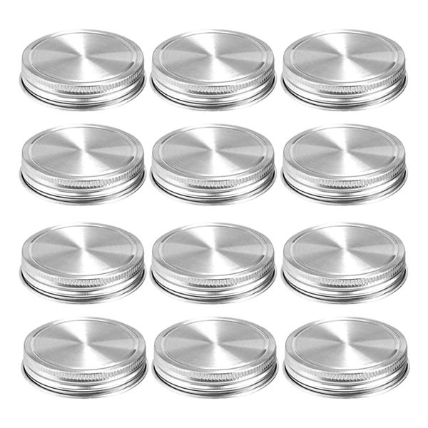

mason jar lids,12 pack polished surface,reusable and leak proof,storage caps with silicone seals