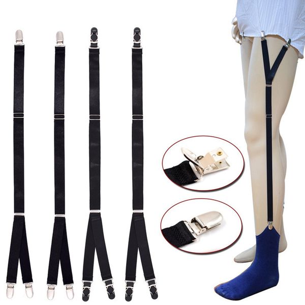 

suspenders elastic y-shape shirt stays garters adjustable non-slip shirt holders sock fastener garters for men braces tirantes, Black;white