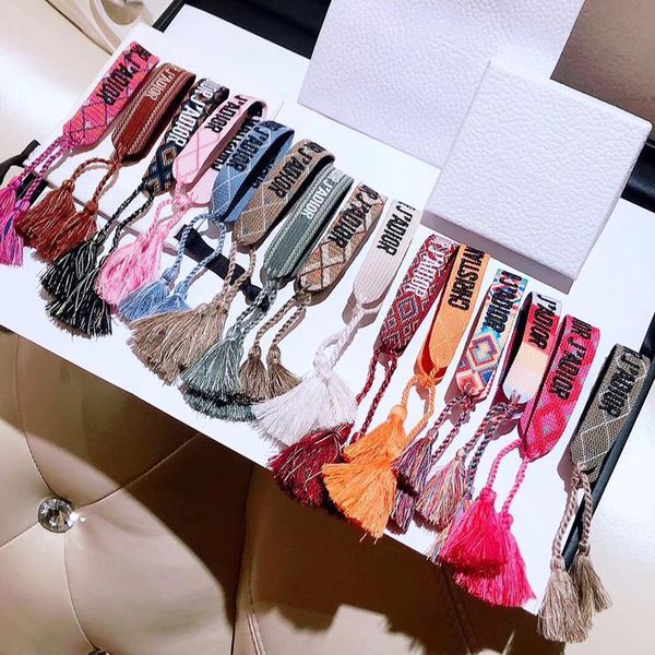 

luxury designer jewelry women men bracelets fashion braided tassel bracelet 34 style embroidered lovers bracelet designer, Golden;silver