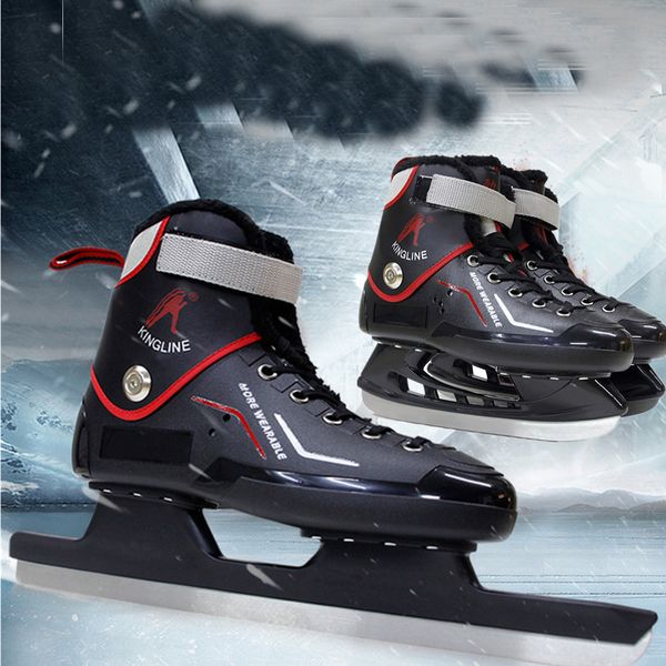 

winter teenagers professional thermal thicken ice skates shoes with ice hockey blade speed skating comfortable beginner