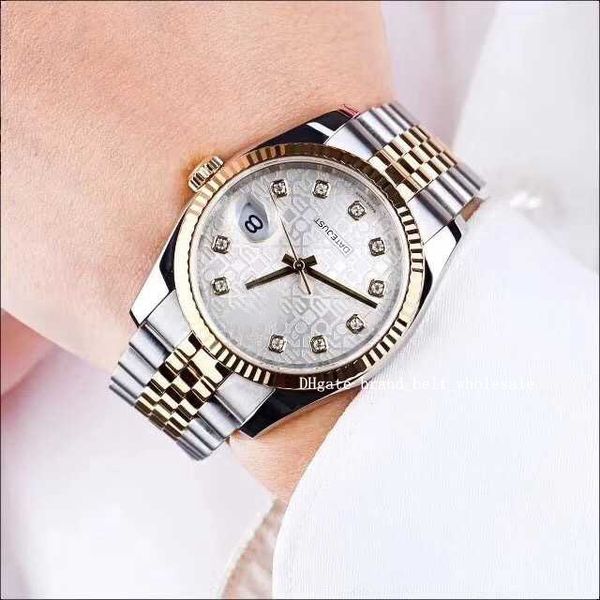 

36 116233 silver commemorative pattern double color gold stainless steel sapphire glass luxury automatic men's watch, Slivery;brown