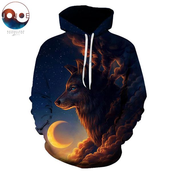 

night guardian by jojoesart wolf 3d hoodies men sweatshirt novelty casual hoodies quality drop ship tracksuits brand pullover, Black