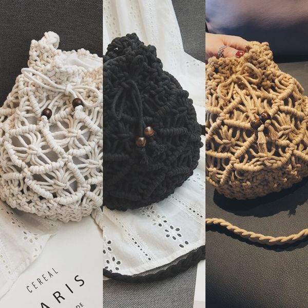 

ins super fire small female 2019 mini bucket woven hollow small bag satchel satchel shoulder messenger bag