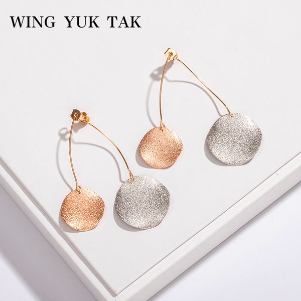 

wing yuk tak trendy punk earrings for woman round metal statement stud earrings jewelry boucle d'oreille femme 2019, Golden;silver