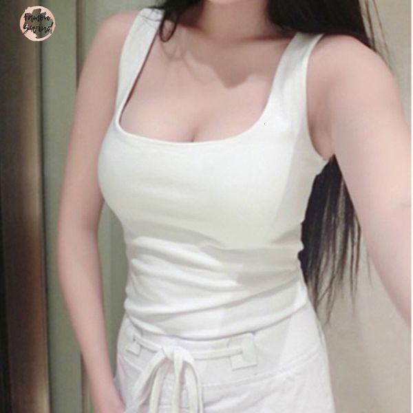 

summer tank cut u neck basic solid slim comfortable nightclubs camisole low womens solid vest s 2xl, White