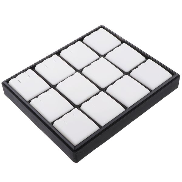 

plastic jewelry box case earrings ring display tray with eva insert card 18 x 21 x 4cm, Black;white