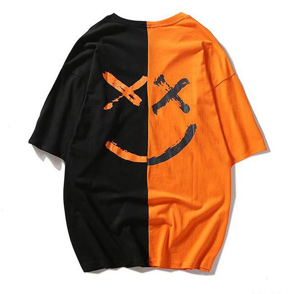 

летние дизайнерские пары печати tshirt короткие рукава contrast цвет smiley шаблон повседневная одежда дряблая мода тройников, White