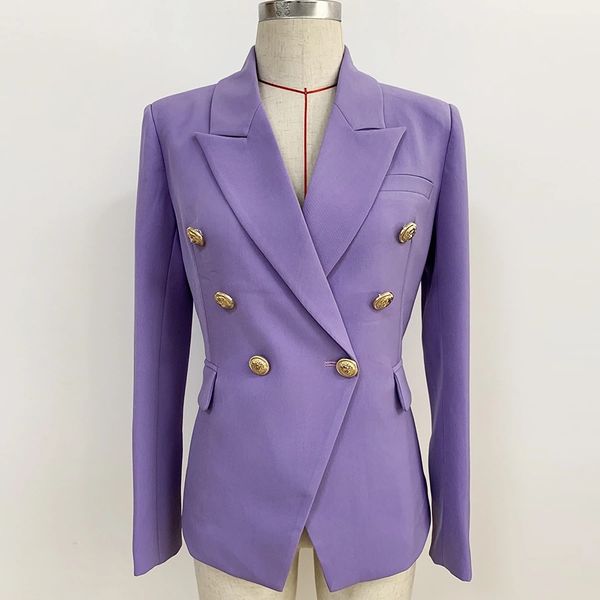 

european and american high-quality explosion-proof classic double-breasted lion head buckle slim violet suit, White;black