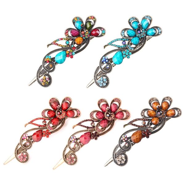 

1pcs hair clips retro palace pendant spring clip head ornaments women hair accessories rhinestone decorattion hairpins styling t, Golden;silver