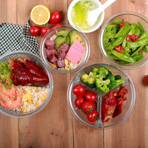 

управление рабочие стеклотарного микроволновая печь отопление свежесть перегородки bento с крышкой meal lattice bowl circle set, Blue;pink