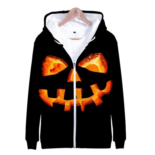 

baseball uniform hooded jackets 2019 halloween pumpkin head basic jackets coats sweater funny casual zipper, Black;red