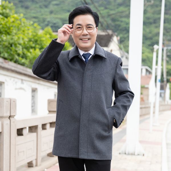 

8xl 6xl мужчины зима шерстяного пальто для мужчин нового высокого качества solid color simple бленды шерстяного горох coat мужской trench по, Black