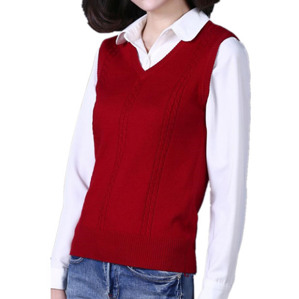 

women's blend wool vest spring autumn new knitted vest elegant sleeveless slim fit slim pullover v-neck knitted sweater, Black;white