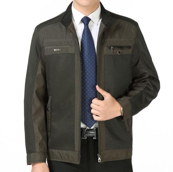 

middle-aged jacket men casual clothes mens jackets and thin coats spring stand collar jaqueta masculina chaqueta hombre b321, Black;brown