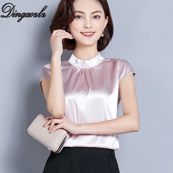 

dingaozlz elegant office lady solid color plus size women blouse blusas mujer new fashion chiffon shirt, White
