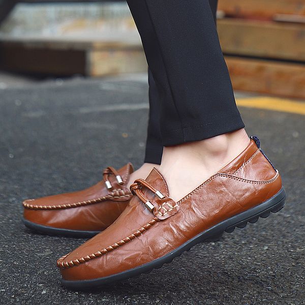 

new size 38-47 mens shoes casual breathe handmade loafers men moccasins flats leather shoes men comfort zapatos hombre slip on, Black