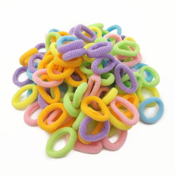 

diadema goma cola 100 pcs baby child colorful hair band girl kid rope ring scrunchy headband rubber ponytail holder tie gum accessories