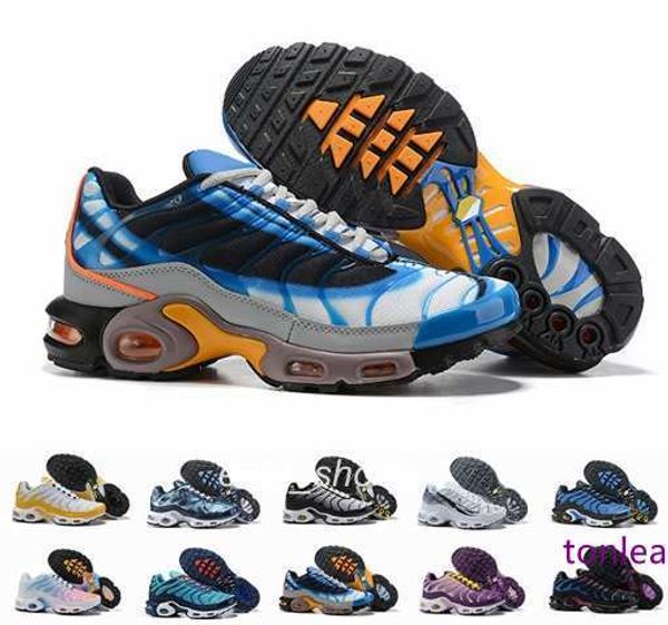 

2019 new tn mercurial designer black blue yellow sneakers chaussures homme tn plus shoes men women zapatos rainbow running shoes 36-46