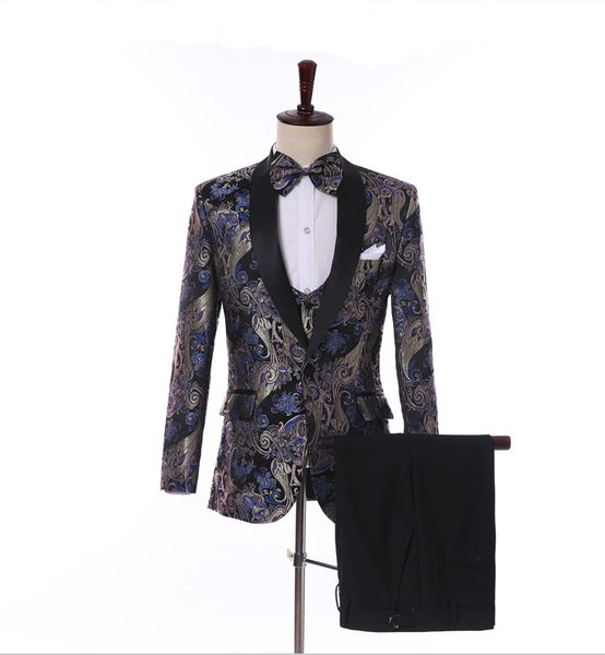 

groom tuxedos groomsmen shawl lapel custom made pattern men suits wedding/prom/dinner man blazer ( jacket+pants+vest+tie ) m1433, Black;gray