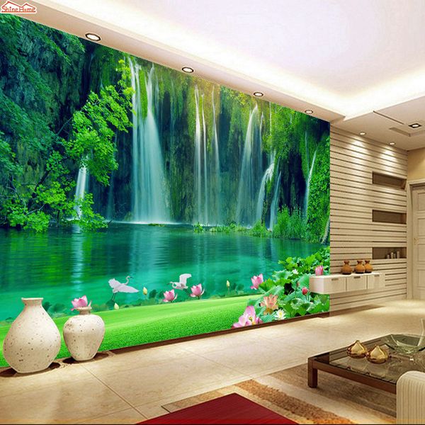 

shinehome-modern waterfall natural wallpaper roll 3d wallpapers for wall 3 d walls paper rolls papier peint papel de parede 3d