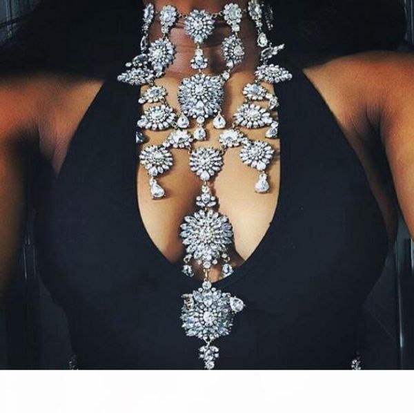 

vedawas luxury body jewelry chain длинные maxi necklacependant boho лето facebook hot sexy кристалл себе ожерелье женщин 2369, Silver