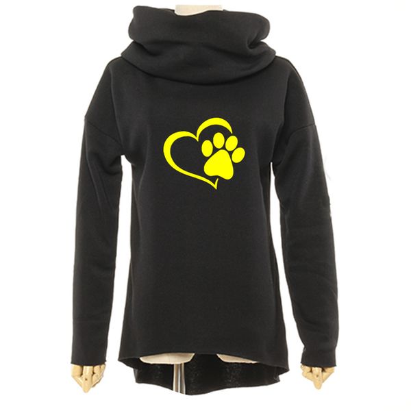 

animal cat dog women winter hoodies scarf collar long sleeve fashion casual autumn sweatshirts rough pullovers, Black