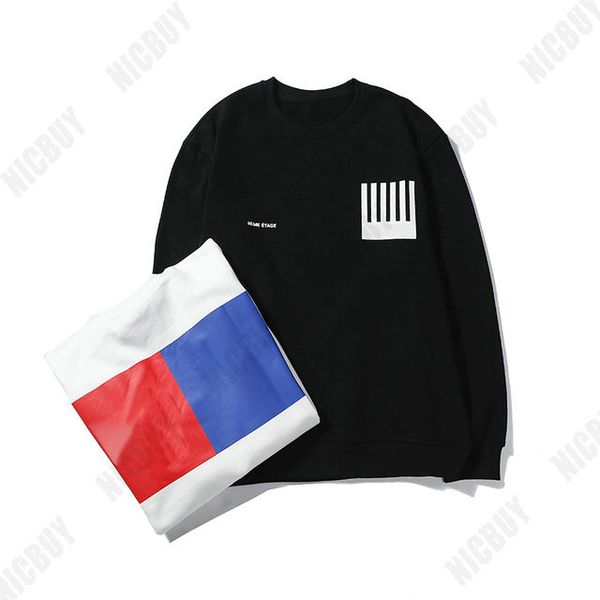 

fashion designer mens brand clothing letter paris print red blue block hoodies pullover cotton casual round neck tag hoody sweatshirt, Black