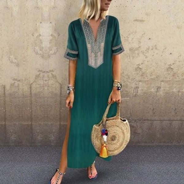 

women summer soild color shirt dresses v neck sleeveless fashion casual clothing floor length apparel, Black;gray
