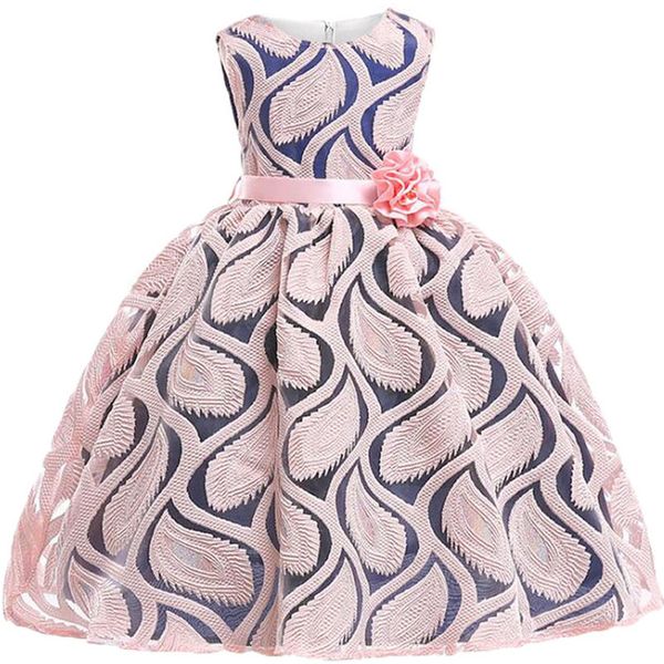 

детские девушки вышитые цветок элегантная свадьба платья 2-7yrs девушки рождество vestidos формальное платье принцессы детская одежда, Red;yellow