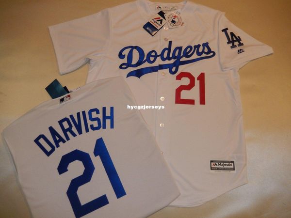 

baseball mens la 21# yu darvish shirt jersey new white mens stitched jerseys big and tall size xs-6xl for sale, Black;blue