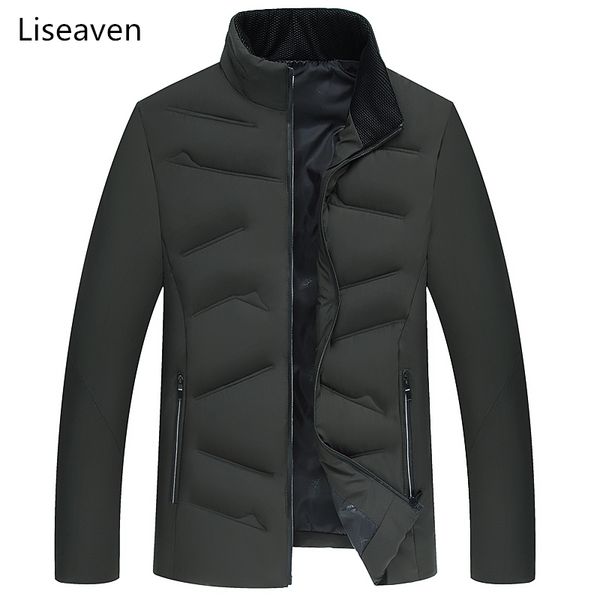 

liseaven winter jacket men 2018 stand collar men's parka jackets mens solid thick jackets coats man winter parkas, Tan;black