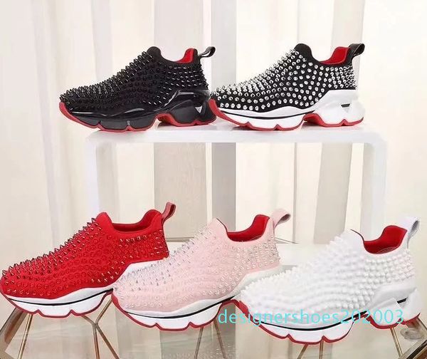 

2019 designs shoes spike bottom luxury party shoes genuine leather spikes size:35-45 with box y46 d03, Black