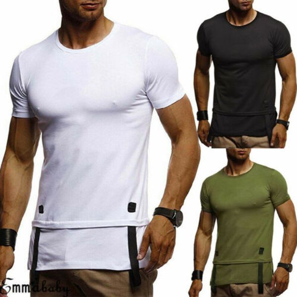 

2019 fashion causal men's fit short sleeve o neck slim muscle bodybuilding t-shirt tee new