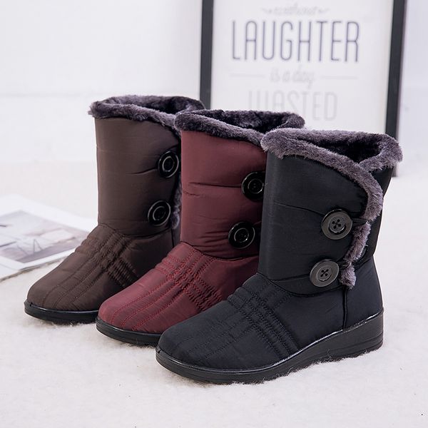 

2020 new snow boots women flat with boots korean winter padded shoes big yards cross-border fashion, Black
