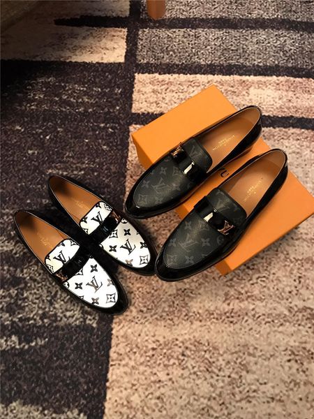 

2019 brands business formal luxury men dress shoes italy comfortable patent leather casual shoes fashion office men loafers, Black