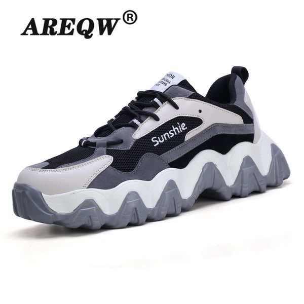 

2020 men breathable sneakers new design fashion men casual shoes lace up round toe non-leather casual shoes, Black