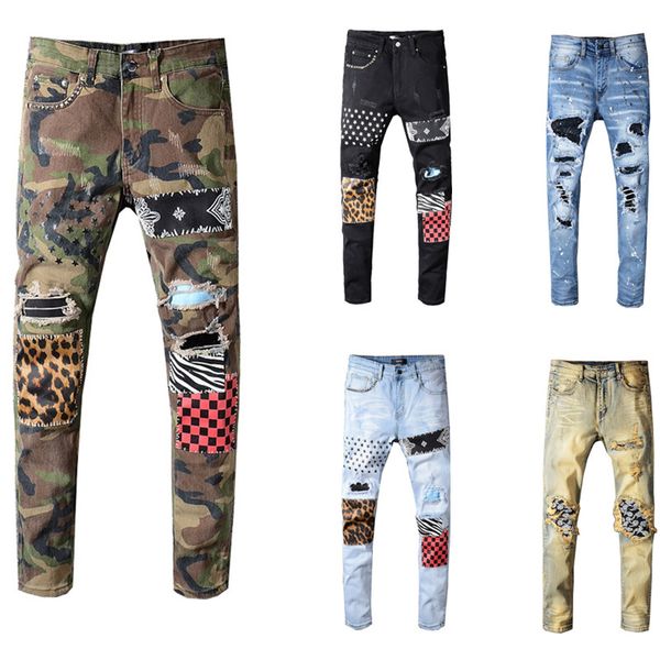 

ami ri mens designer pants designer mens designer jeans slim denim straight biker skinny jeans mens jeans, Blue