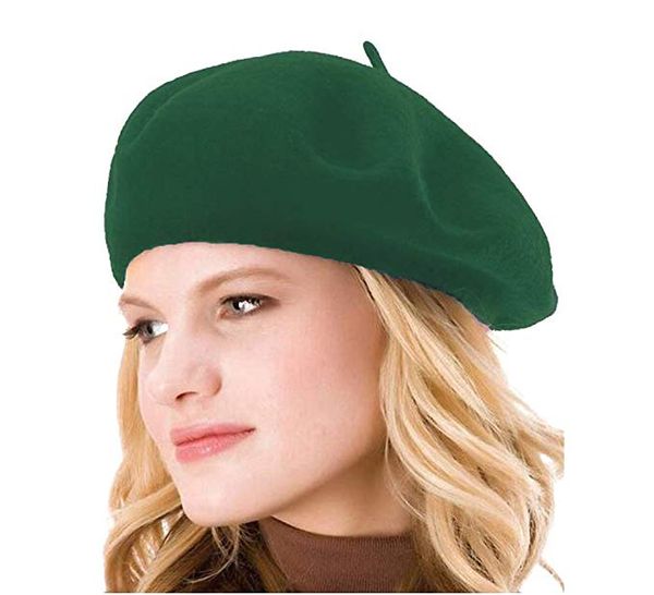 

maxi factory direct sales womens solid color beret wool french beanie cap hat different colors match any of your outfits, Blue;gray