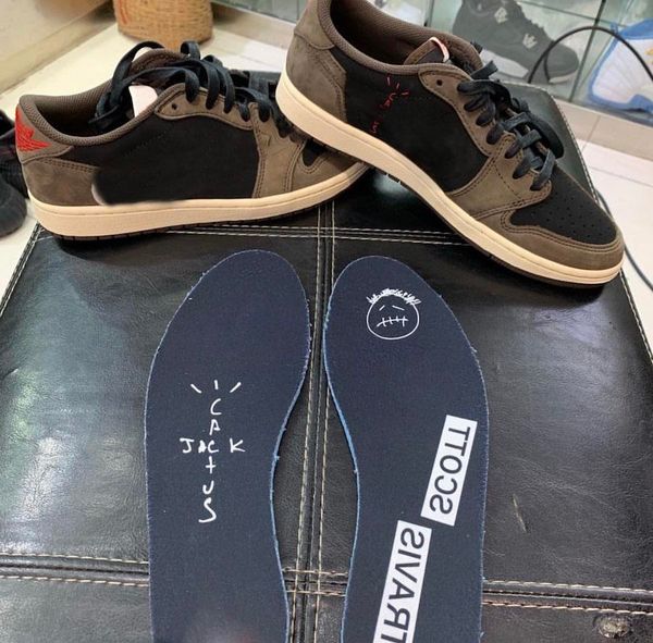 

Hotte t travi cott x air 1 low og p dark mocha men ba ketball hoe 1 uede brown neaker trainer with box cq4277 001