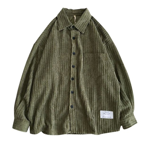 

plus size 2xl autumn/winter warm quality pure color corduroy long sleeved button collar smart casual shirts for men comfortable, White;black